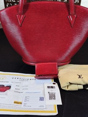 Louis Vuitton  Saint Jacques Red Epi Leather Handbag with Key Holder. 1990's era